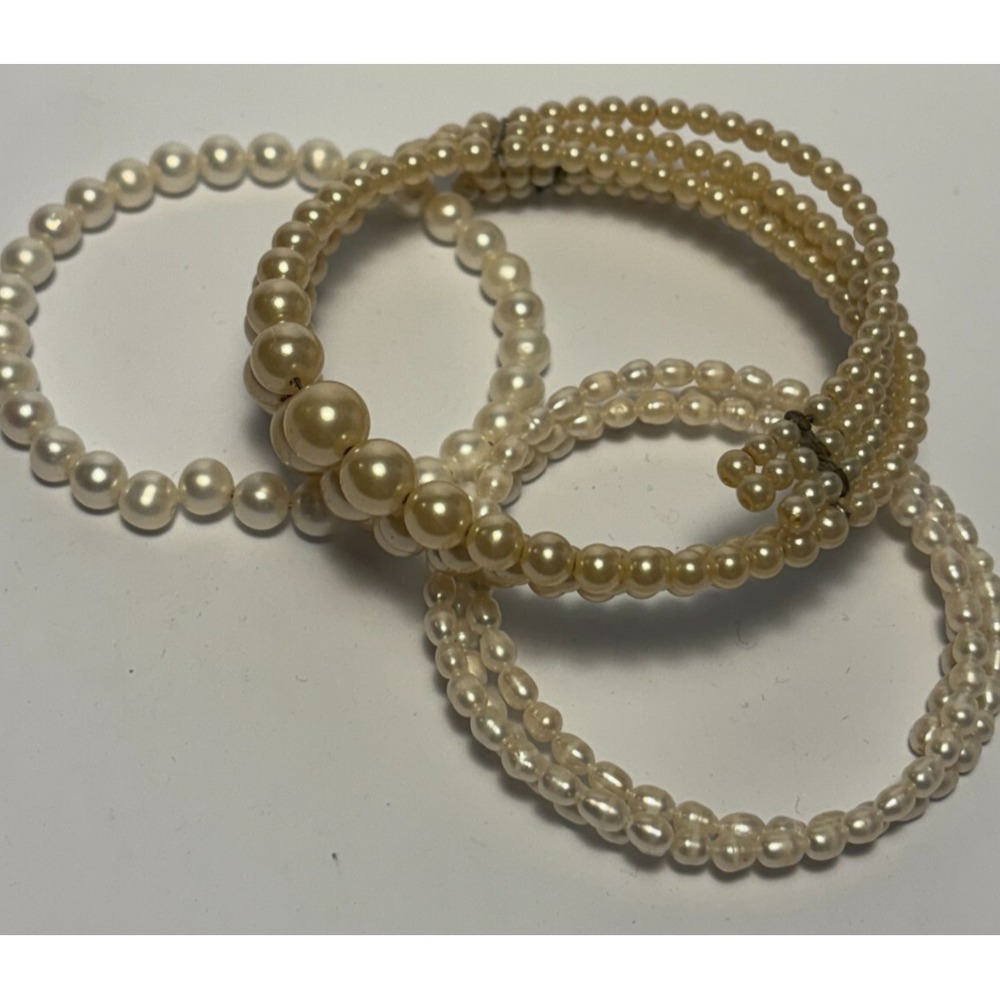 Bangle Bracelet Lot Faux Pearl Freshwater Elegant Minimalist Look